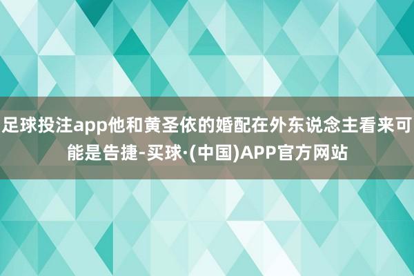 足球投注app他和黄圣依的婚配在外东说念主看来可能是告捷-买球·(中国)APP官方网站