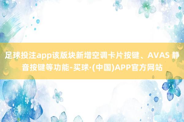 足球投注app该版块新增空调卡片按键、AVAS 静音按键等功能-买球·(中国)APP官方网站