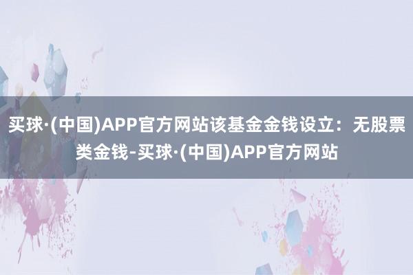 买球·(中国)APP官方网站该基金金钱设立：无股票类金钱-买球·(中国)APP官方网站