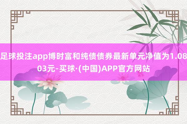 足球投注app博时富和纯债债券最新单元净值为1.0803元-买球·(中国)APP官方网站