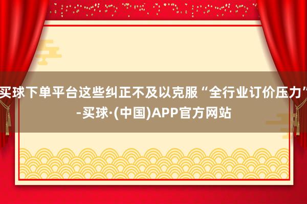 买球下单平台这些纠正不及以克服“全行业订价压力”-买球·(中国)APP官方网站