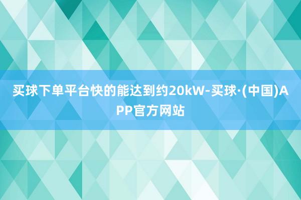 买球下单平台快的能达到约20kW-买球·(中国)APP官方网站