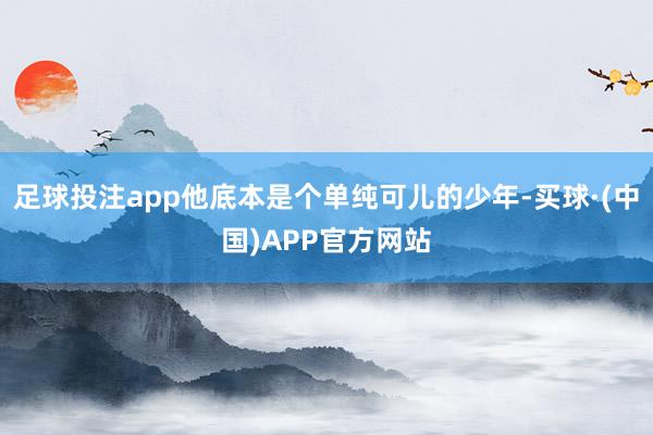 足球投注app他底本是个单纯可儿的少年-买球·(中国)APP官方网站