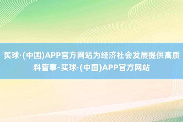 买球·(中国)APP官方网站为经济社会发展提供高质料管事-买球·(中国)APP官方网站