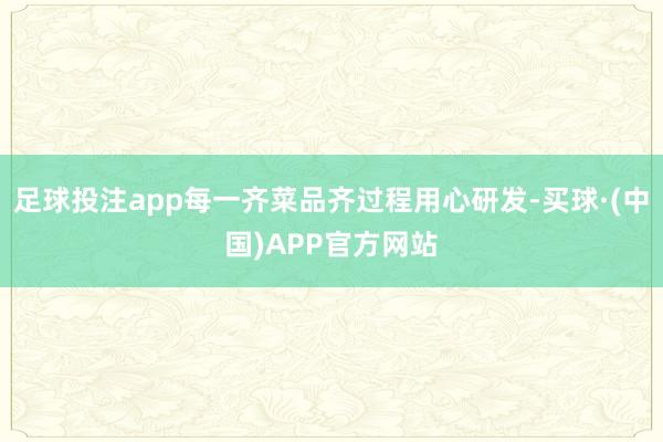 足球投注app每一齐菜品齐过程用心研发-买球·(中国)APP官方网站