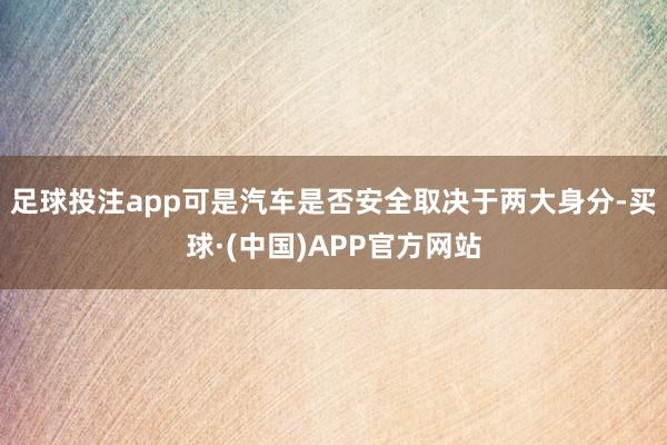 足球投注app可是汽车是否安全取决于两大身分-买球·(中国)APP官方网站